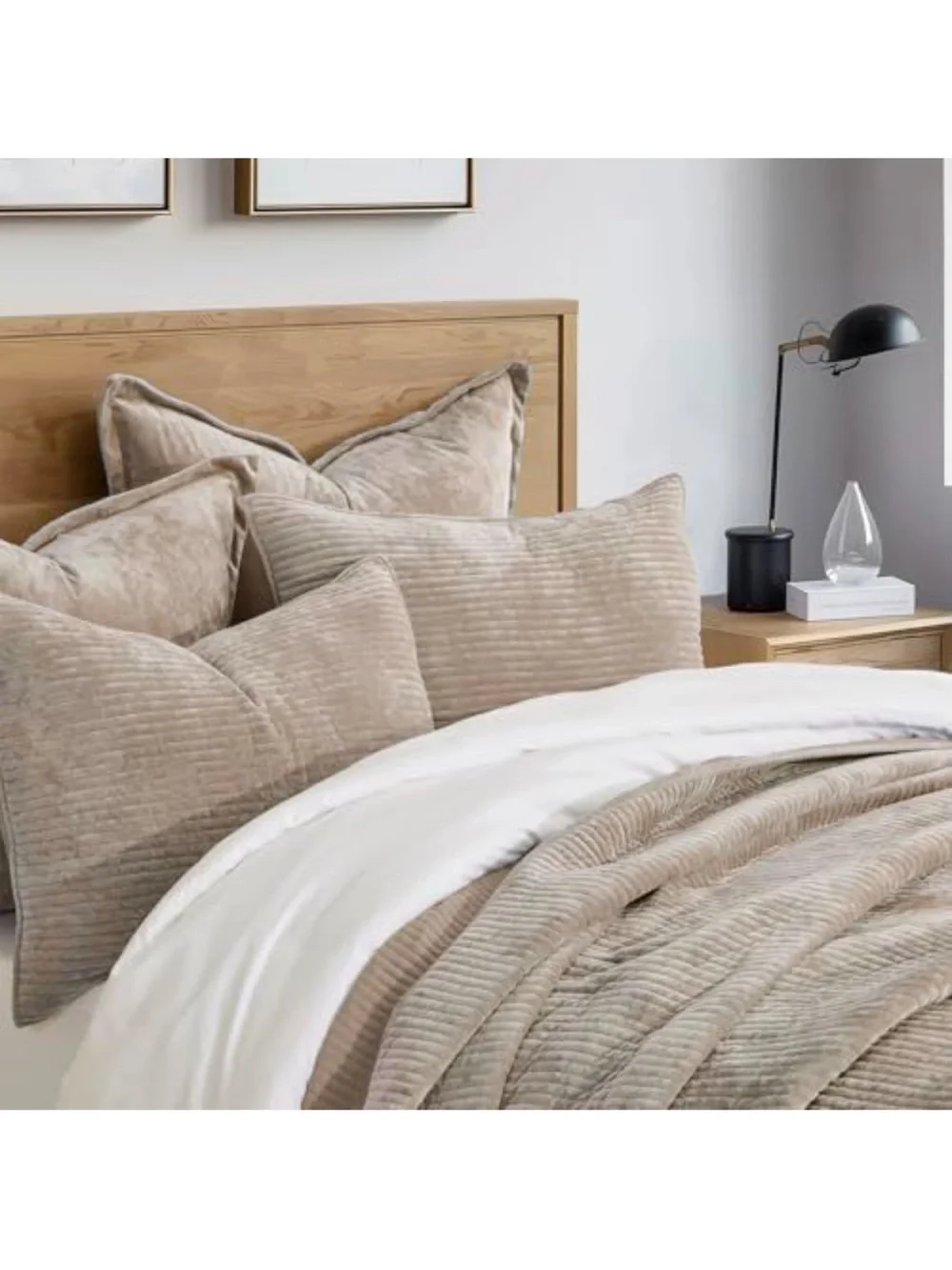 Velvet Quilt Set Queen Size - Taupe